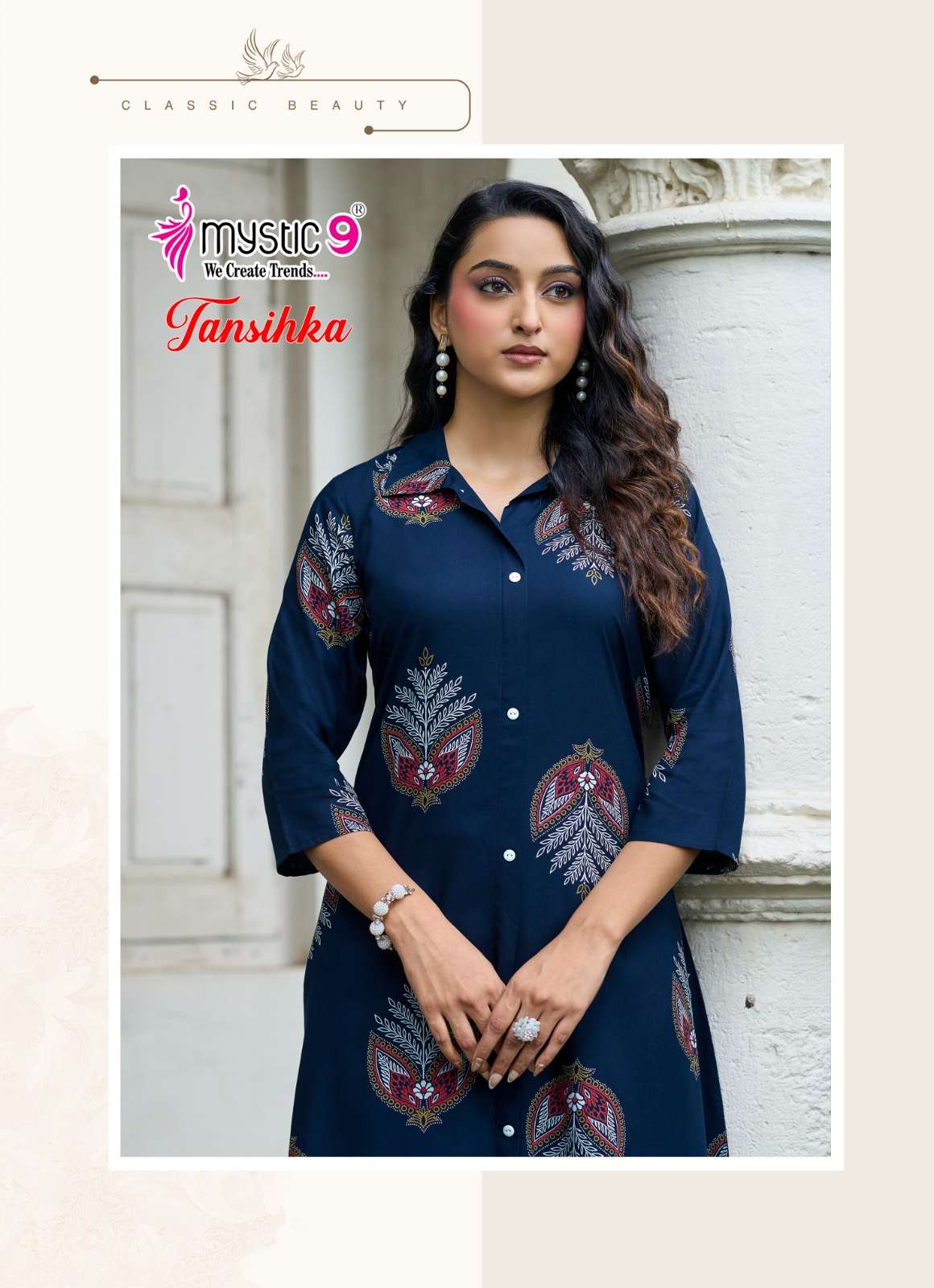 MYSTIC 9 TANISHKA VOL 1 HEAVY VISCOSE PRINT A LINE CUT CORD SET SURAT BRAND WHOLESALER 
